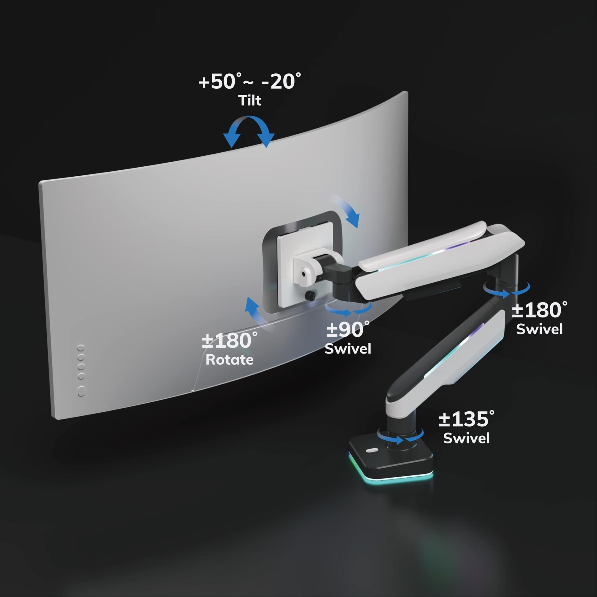 POUT EYES 19 Single - Single Heavy-Duty Gaming Monitor Arm with RGB Lights 1